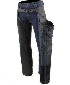 Motorcycle Pants & Chaps Milwaukee Leather ML1125 Men's Classic Black Braided Jean Style Leather Chaps