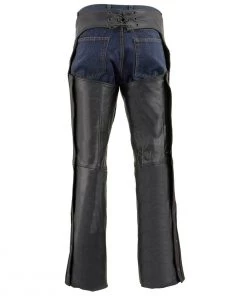 Motorcycle Pants & Chaps Milwaukee Leather ML1125 Men's Classic Black Braided Jean Style Leather Chaps