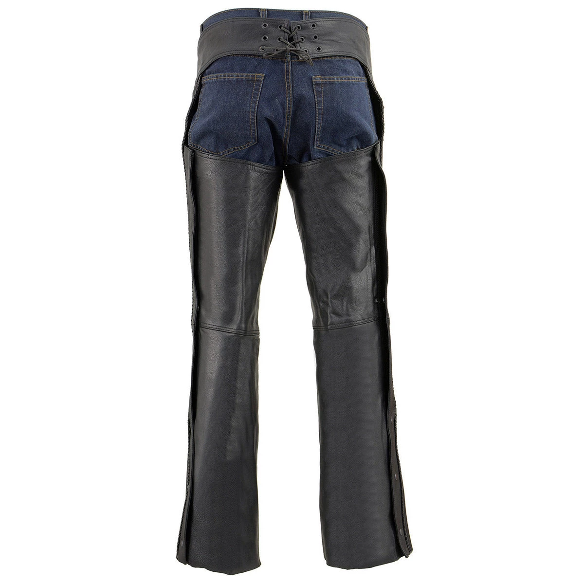 Motorcycle Pants & Chaps Milwaukee Leather ML1125 Men's Classic Black Braided Jean Style Leather Chaps