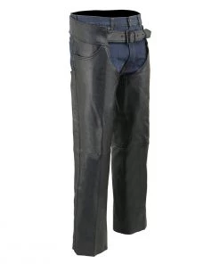 Motorcycle Pants & Chaps Milwaukee Leather ML1125 Men's Classic Black Braided Jean Style Leather Chaps
