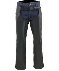 Motorcycle Pants & Chaps Milwaukee Leather ML1125 Men's Classic Black Braided Jean Style Leather Chaps