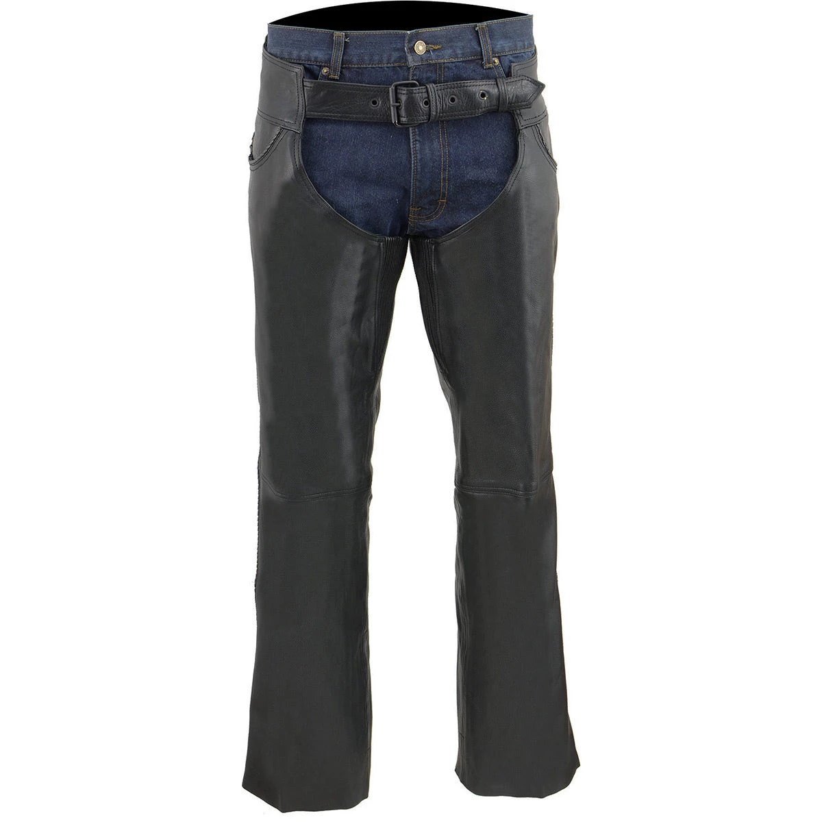 Motorcycle Pants & Chaps Milwaukee Leather ML1125 Men's Classic Black Braided Jean Style Leather Chaps