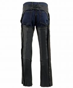Milwaukee Leather ML1129 Men's Black 'Vented' Leather Chaps With Stretch Thighs