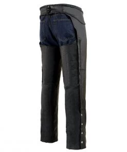 Milwaukee Leather ML1135 Men's Black Braided Leather Motorcycle Chaps