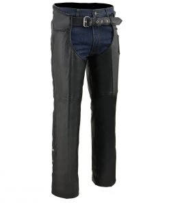 Milwaukee Leather ML1135 Men's Black Braided Leather Motorcycle Chaps