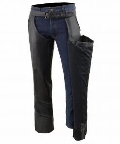 Milwaukee Leather ML1144 Men's Black Leather Vented Chaps With Reflective Piping