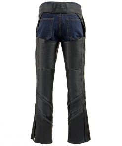 Milwaukee Leather ML1144 Men's Black Leather Vented Chaps With Reflective Piping