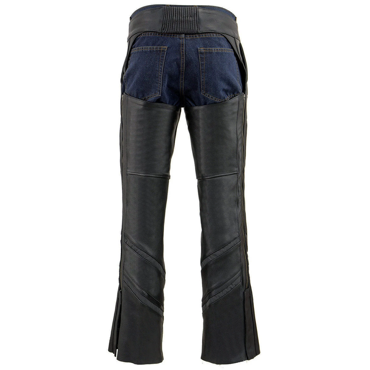 Milwaukee Leather ML1144 Men's Black Leather Vented Chaps With Reflective Piping