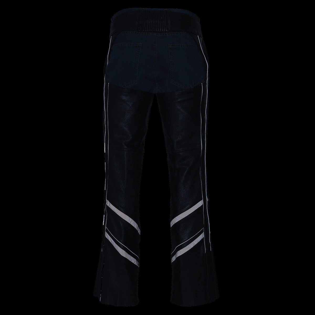 Milwaukee Leather ML1144 Men's Black Leather Vented Chaps With Reflective Piping