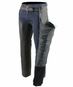 Milwaukee Leather SH1173 Women's Black Classic Hip Pocket Leather Chaps Motorycle Pants & Chaps