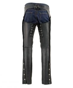 Milwaukee Leather SH1173 Women's Black Classic Hip Pocket Leather Chaps Motorycle Pants & Chaps