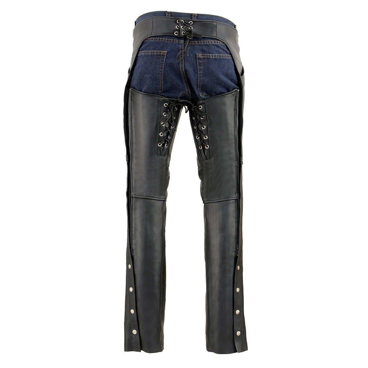 Milwaukee Leather SH1173 Women's Black Classic Hip Pocket Leather Chaps Motorycle Pants & Chaps