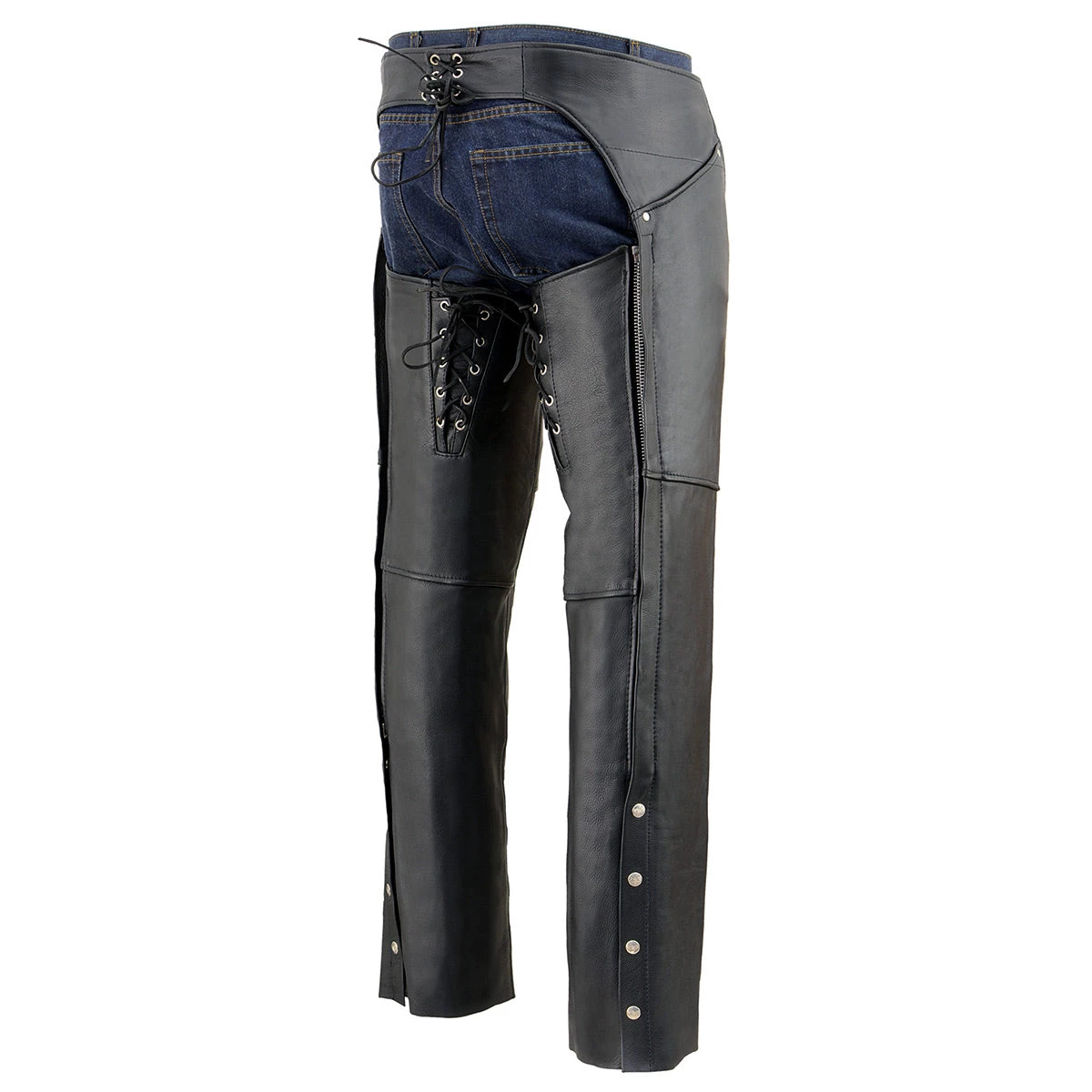 Milwaukee Leather SH1173 Women's Black Classic Hip Pocket Leather Chaps Motorycle Pants & Chaps