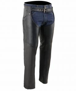 Milwaukee Leather SH1173 Women's Black Classic Hip Pocket Leather Chaps Motorycle Pants & Chaps