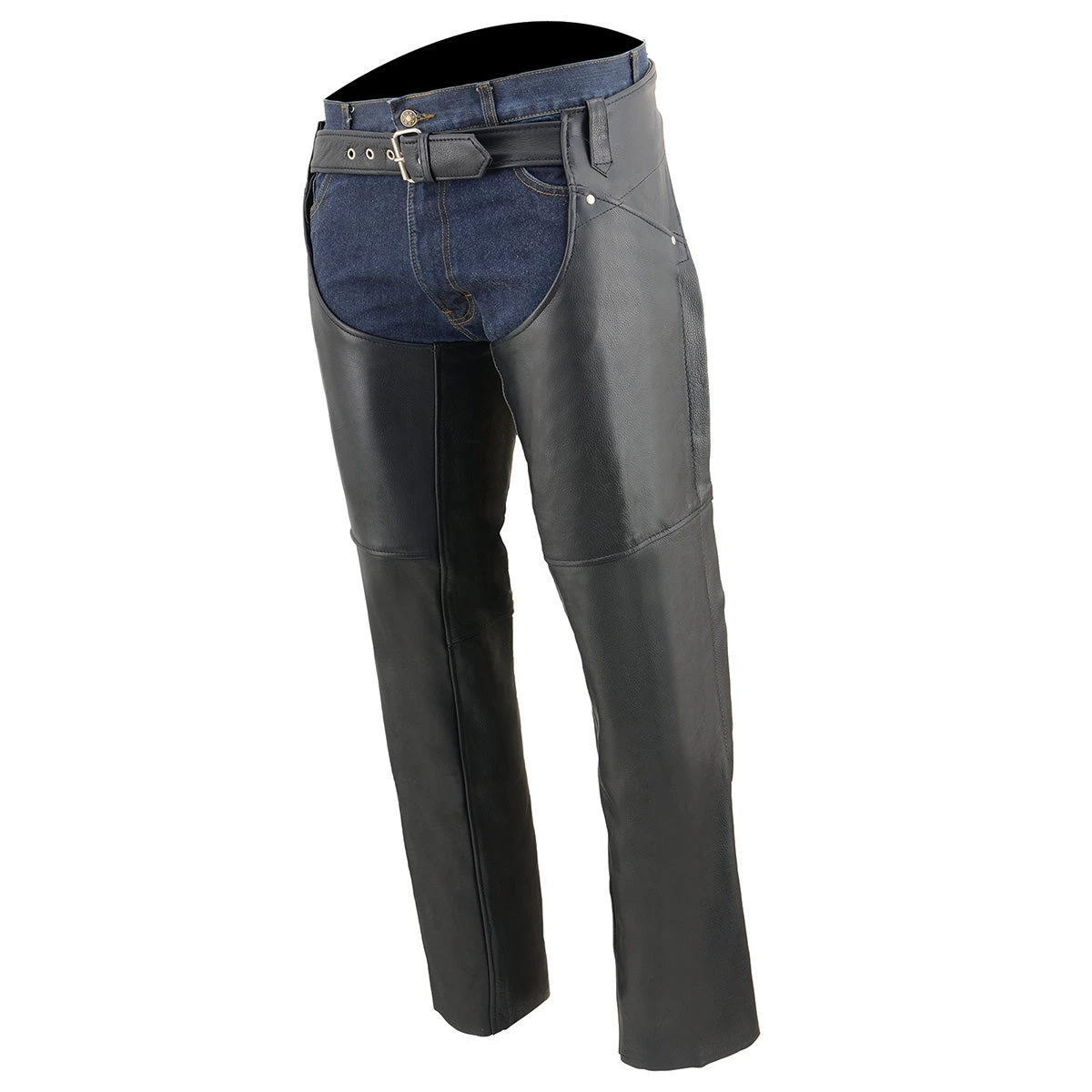 Milwaukee Leather SH1173 Women's Black Classic Hip Pocket Leather Chaps Motorycle Pants & Chaps