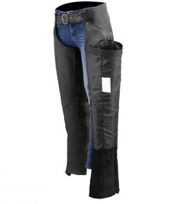 Motorycle Pants & Chaps Milwaukee Leather ML1179 Ladies Black And Purple Leather Chaps With Wing Embroidery