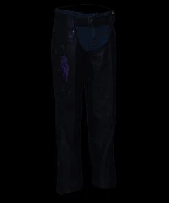 Milwaukee Leather ML1179 Ladies Black Leather Chaps With Wing Embroidery Motorycle Pants & Chaps