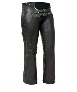 Milwaukee Leather ML1186 Ladies Low Rise Double Buckle Leather Chaps With Rivet Detailing