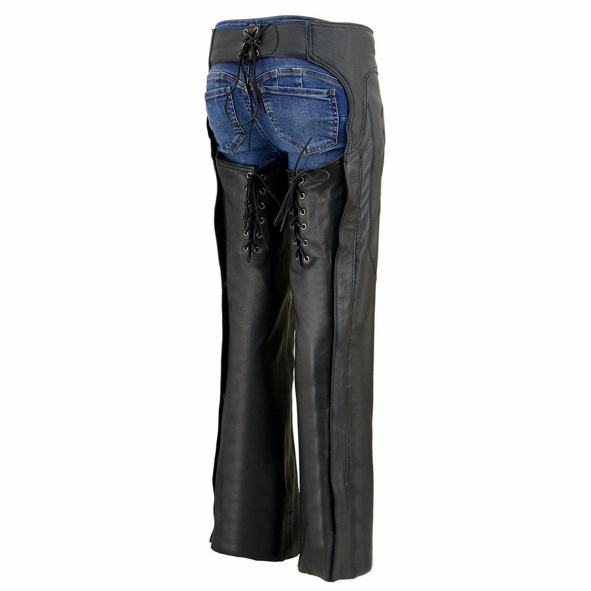 Milwaukee Leather ML1187 Ladies Black Leather Chaps With Reflective Tribal Embroidery Motorycle Pants & Chaps