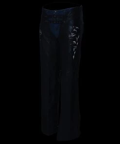 Milwaukee Leather ML1187 Ladies Black Leather Chaps With Reflective Tribal Embroidery Motorycle Pants & Chaps