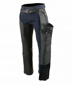 Motorcycle Pants & Chaps Milwaukee Leather ML1191 Men's Black Leather Four Pocket Thermal Lined Chaps