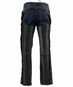 Motorcycle Pants & Chaps Milwaukee Leather ML1191 Men's Black Leather Four Pocket Thermal Lined Chaps