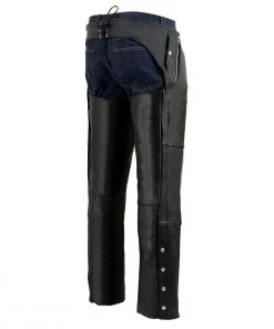 Motorcycle Pants & Chaps Milwaukee Leather ML1191 Men's Black Leather Four Pocket Thermal Lined Chaps