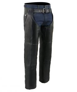 Motorcycle Pants & Chaps Milwaukee Leather ML1191 Men's Black Leather Four Pocket Thermal Lined Chaps