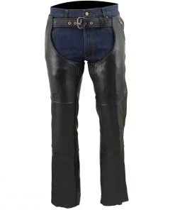 Motorcycle Pants & Chaps Milwaukee Leather ML1191 Men's Black Leather Four Pocket Thermal Lined Chaps