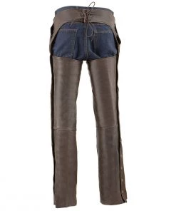 Milwaukee Leather ML1191RT Men's Retro Brown Leather Four Pocket Thermal Lined Chaps