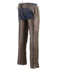 Milwaukee Leather ML1191RT Men's Retro Brown Leather Four Pocket Thermal Lined Chaps