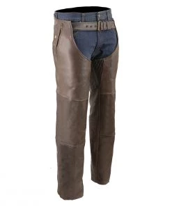 Milwaukee Leather ML1191RT Men's Retro Brown Leather Four Pocket Thermal Lined Chaps