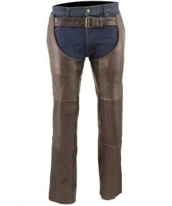 Milwaukee Leather ML1191RT Men's Retro Brown Leather Four Pocket Thermal Lined Chaps