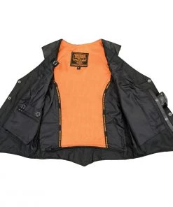 Milwaukee Leather ML1253 Ladies Classic Black Leather Vest With Snap Front Closure Motorcycle Vests