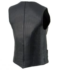 Milwaukee Leather ML1253 Ladies Classic Black Leather Vest With Snap Front Closure Motorcycle Vests