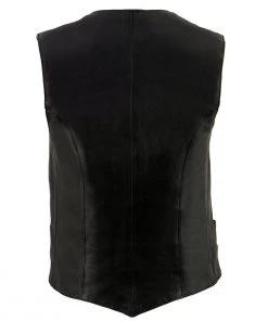 Milwaukee Leather ML1253 Ladies Classic Black Leather Vest With Snap Front Closure Motorcycle Vests