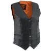 Milwaukee Leather ML1253 Ladies Classic Black Leather Vest With Snap Front Closure Motorcycle Vests