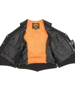 Motorcycle Vests Milwaukee Leather ML1254 Ladies Classic Black Side Lace Leather Vest