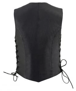 Motorcycle Vests Milwaukee Leather ML1254 Ladies Classic Black Side Lace Leather Vest