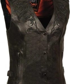 Motorcycle Vests Milwaukee Leather ML1293 Women's Black ‘Wing Studded’ Leather Vest
