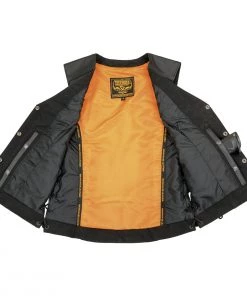 Motorcycle Vests Milwaukee Leather ML1296 Women's Black Leather Vest With Reflective Tribal Design