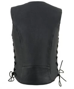 Motorcycle Vests Milwaukee Leather ML1296 Women's Black Leather Vest With Reflective Tribal Design