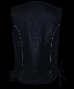 Motorcycle Vests Milwaukee Leather ML1296 Women's Black Leather Vest With Reflective Tribal Design