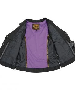 Milwaukee Leather ML1296 Women's Black And Purple Vest With Reflective Tribal Design