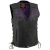 Milwaukee Leather ML1296 Women's Black And Purple Vest With Reflective Tribal Design