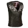 Motorcycle Vests Milwaukee Leather ML1296 Women's Black And Pink Vest With Reflective Tribal Design