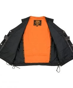 Milwaukee Leather ML1359 Men's'Buffalo Coin' Black Braided Leather Vest With Side Laces