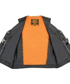 Milwaukee Leather ML1368 Men's Classic Black Leather Vest With Buffalo Nickel Snaps