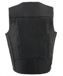 Milwaukee Leather ML1368 Men's Classic Black Leather Vest With Buffalo Nickel Snaps