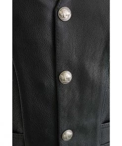 Milwaukee Leather ML1369 Men's Black Premium Leather Side Lace Vest With Buffalo Snaps